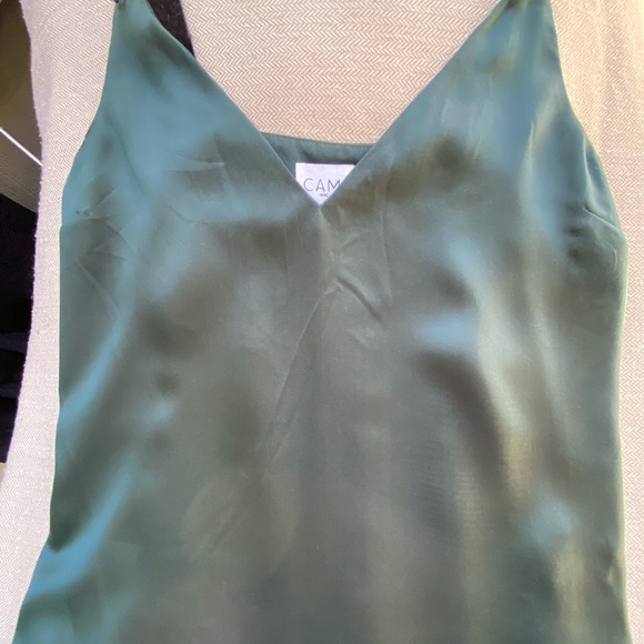 CAMI NYC Green Silk Cami Top with
Beaded Straps - Picture 2 of 11
